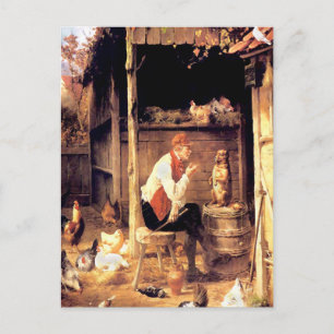 Carte Postale Entraînement de chien Peinture d'art Vintage