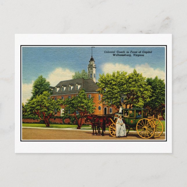 Carte Postale Entraîneur colonial devant le capitole Williamsbur (Devant)