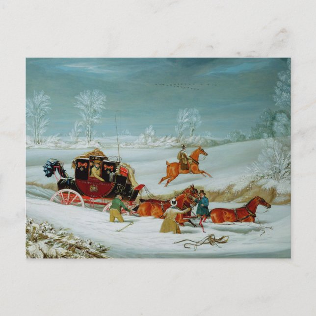 Carte Postale Entraîneur de courrier dans la neige (Devant)