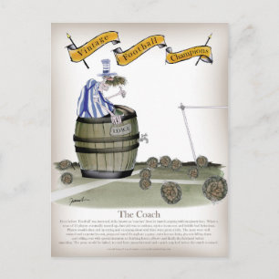 Carte Postale entraîneur de football bleu rayures blanches