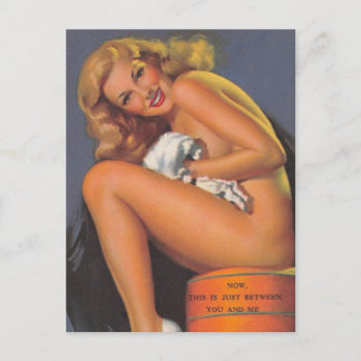 Carte Postale Entre vous et moi ● Vintage pin girl ●