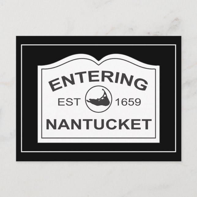 Carte Postale Entrée Nantucket Est. 1659 Connexion Noir & Blanc (Devant)