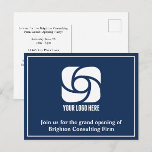 Carte Postale Entreprise Bleu Marine Publicité Logo d'entreprise