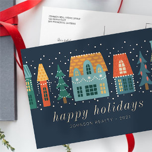 Carte Postale Entreprise de la ville de Noël moderne d'hiver