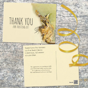 Carte Postale Entreprise de soins pour animaux Merci Chat aquare