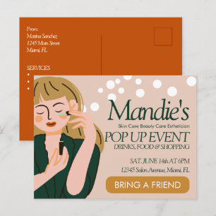 Carte Postale Entreprise d'esthétique Salon Événement Pop Up