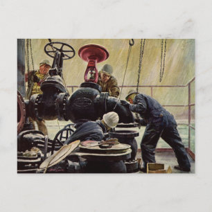 Carte Postale Entreprise Vintage, Plateforme Pétrolière sur l'Oc
