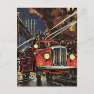 Carte Postale Entreprise vintage, Pompiers Pompiers Camions d'in