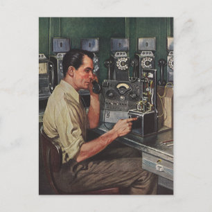 Carte Postale Entreprise Vintage, Réparateur de téléphone à pièc