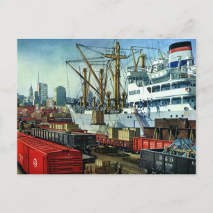Carte Postale Entreprise vintage, Transport de fret à quai