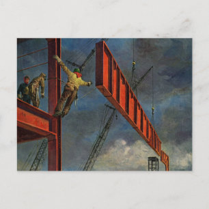 Carte Postale Entreprise Vintage, Travailleurs sur la constructi