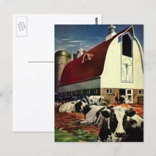Carte Postale Entreprise vintage, Vaches laitières Holstein sur 