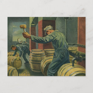 Carte Postale Entreprise vintage, Vins De Corking Barils De Vins