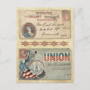 Carte Postale Enveloppes de guerre civile avec Columbia