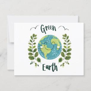 Carte Postale Environnement mondial - Terre souriante avec Terre