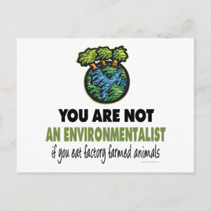 Carte Postale environnementaliste = végétalien, végétarien