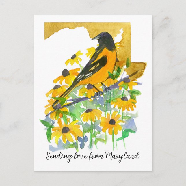 Carte Postale Envoi Amour Maryland Baltimore Fleurs Orioles (Devant)