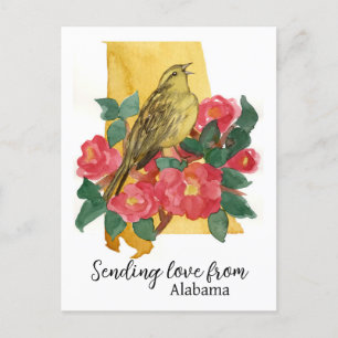 Carte Postale Envoi D'Amour De Alabama Yellowhammer Camellia