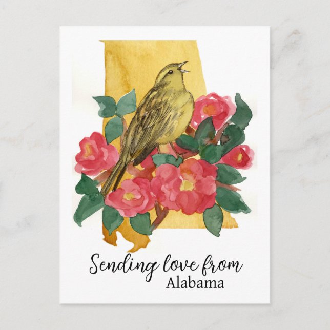 Carte Postale Envoi D'Amour De Alabama Yellowhammer Camellia (Devant)