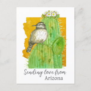 Carte Postale Envoi D'Amour De Arizona Saguaro Cactus Wren