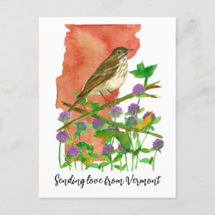 Carte Postale Envoi d'amour du Vermont Bird Clover