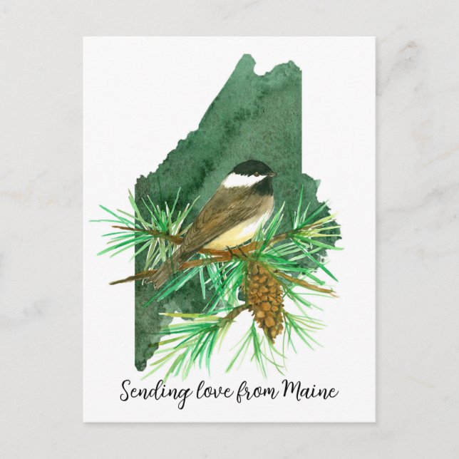 Carte Postale Envoi d'amour Maine Pickadee Pinecone Tassel (Devant)