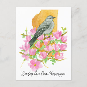 Carte Postale Envoi d'amour Mississippi Mockingbird Magnolia