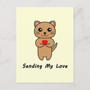 Carte Postale Envoi de mon amour - Fond jaune (Vertical)