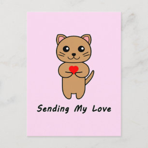 Carte Postale Envoi de mon amour - Fond rose (Vertical)