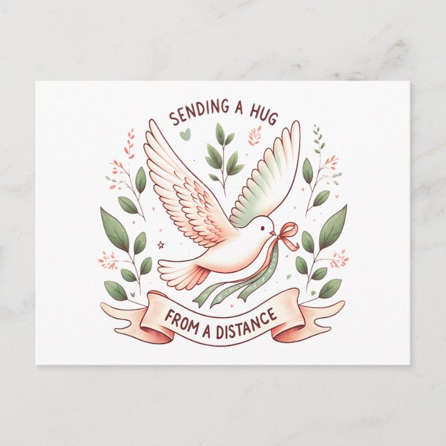 Carte Postale Envoi d'un câlin d'une distance" Volant Dove (Devant)