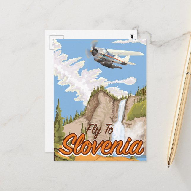 Carte Postale Envolez-vous pour la Slovénie (Devant/Arrière en situation)