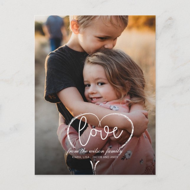Carte Postale Envoyer Love Script mignonne Photo Valentines Jour (Devant)