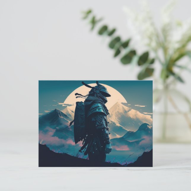 Carte Postale Envoyer votre message avec Samurai (Debout devant)