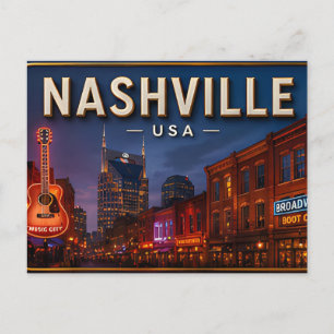 Carte Postale Envoyez vos vœux de Nashville, la ville de la musi