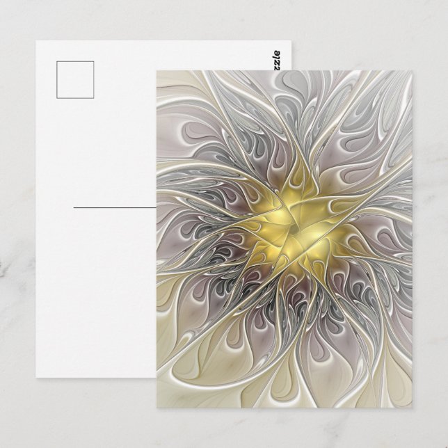 Carte Postale Épanouissement avec fleur fractale abstraite moder (Devant / Derrière)