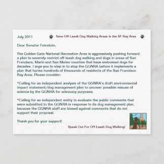 Carte Postale Épargner la marche des chiens de laisse Sénateur F