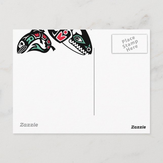 Carte Postale Épaulard d'orque et saumon - graphique couleur de (Dos)