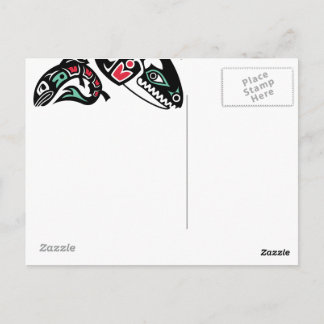 Carte Postale Épaulard d'orque et saumon - graphique couleur de