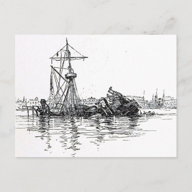 Carte Postale Épave du Maine des États-Unis (Devant)
