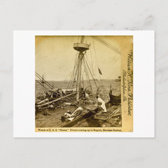 Carte Postale Epave du Maine des Etats-Unis, Plongeurs à venir (Devant)