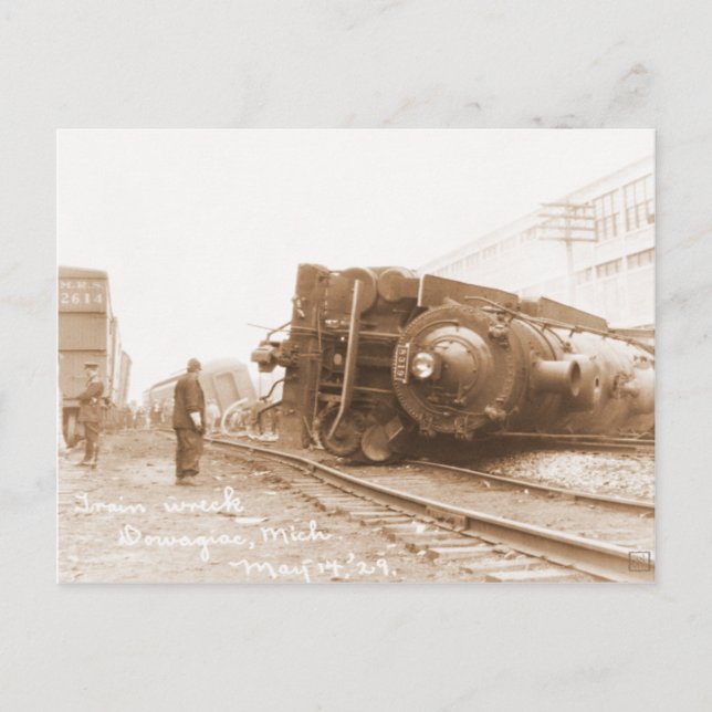 Carte Postale Épave ferroviaire 1929 (Devant)