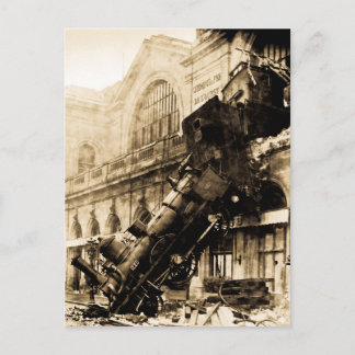 Carte Postale Épave ferroviaire à Montparnasse 1895 Vintage