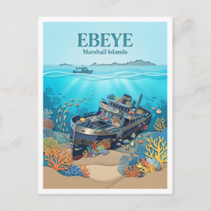 Carte Postale Épaves de la Seconde Guerre mondiale à Ebeye, Îles
