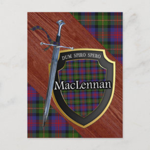 Carte Postale Épée et bouclier du tartan du clan MacLennan