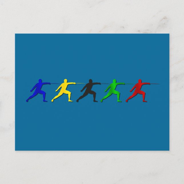 Carte Postale Epee Fenceset Mens Athlète Femme Sports (Devant)