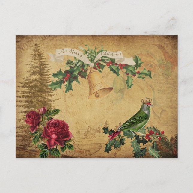 Carte Postale Ephemera Découpage Vintage Noël (Devant)