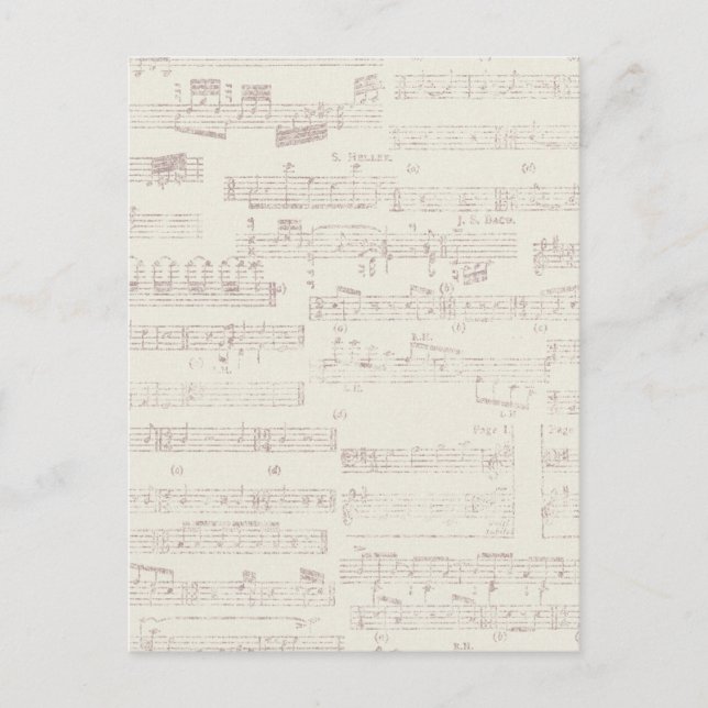 Carte Postale éphémère16 FOND DE BARRRES DE MUSIQUE NOTES GRIS C (Devant)