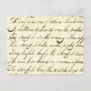 Carte Postale Ephémère antique Cursive Calligraphie Script Poési