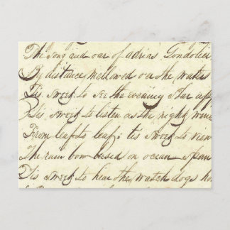Carte Postale Ephémère antique Cursive Calligraphie Script Poési