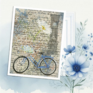 Carte Postale Éphémère de l'horloge de bicyclette florale
